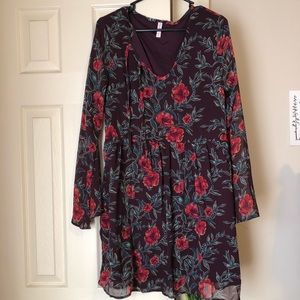 Flowy Long Sleeve Floral Dress